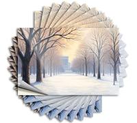 Toolbox Stickers and Decals A Serene Winter Landscape with Snow-Covered Trees Leading to A Distant Building. Stickers 10Pcs Car Warning Sticker Sticker for Car Window(12X18CM)
