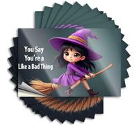 Toolbox Stickers and Decals A Witch Flying On A Broomstick. Stickers 10Pcs Sticker for Car Window Car Stickers Funny(6X9CM)