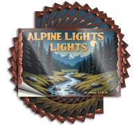 Toolbox Stickers and Decals Alpine Lights: A Serene Night Scene with Moonlit Forest and Flowi Stickers 10Pcs Sticker for Car Mechanic Stickers(6X9CM)