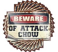 Toolbox Stickers and Decals Beware of Attack Chow Funny Sticker 10 Pcs Windshield Stickers for Cars Car Decals(12X18CM)