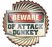 Toolbox Stickers and Decals Beware of Attack Donkey Funny Sticker 10 Pcs Funny Car Stickers Funny Car Stickers(12X18CM)