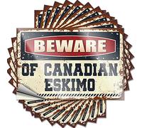 Toolbox Stickers and Decals Beware of Canadian Eskimo Funny Sticker 10 Pcs Prank Stickers for Adults Funny Stickers for Cars(6X9CM)