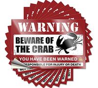Toolbox Stickers and Decals Beware of Crab Funny Sticker 10 Pcs Garage Decor for Men Funny Street Signs(12X18CM)