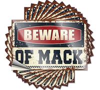 Toolbox Stickers and Decals Beware of Mack Funny Sticker 10 Pcs Hardhat Stickers and Decals Big Sticker for Car(8X12CM)