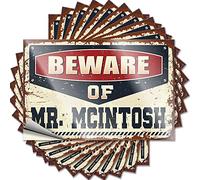 Toolbox Stickers and Decals Beware of Mr. Mcintosh Funny Sticker 10 Pcs Cave Door Sign Bumper Stickers, Decals & Magnets(8X12CM)
