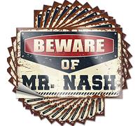 Toolbox Stickers and Decals Beware of Mr. Nash Funny Sticker 10 Pcs Windshield Stickers for Cars Car Decals(8X12CM)