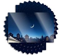 Toolbox Stickers and Decals City Skyline Under A Crescent Moon. Stickers 10Pcs Car Warning Sticker Sticker for Car Window(12X18CM)