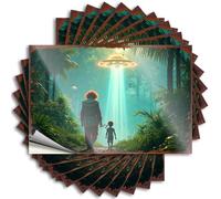 Toolbox Stickers and Decals Journey Through The Jungle: A Mysterious Encounter with an Alien Stickers 10Pcs Bumper Sticker Prank Stickers(8X12CM)