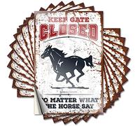 Toolbox Stickers and Decals Keep Gate Closed No Matter What The Horse Say Funny Sticker 10 Pcs Car Bumper Stickers Funny Signs for Man Cave(8X12CM)