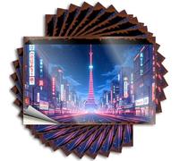 Toolbox Stickers and Decals Neon Lights of Tokyo: A Vibrant Cityscape at Night Stickers 10Pcs Bumper Sticker Prank Stickers(8X12CM)