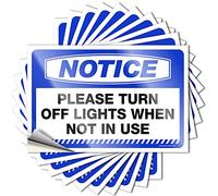 Toolbox Stickers and Decals Notice Please Turn Off Lights When Not in Use Stickers 10 Pcs Hardhat Stickers and Decals Big Sticker for Car(8X12CM)
