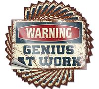 Toolbox Stickers and Decals Warning Genius At Work Funny Sticker 10 Pcs Toolbox Stickers and Decals Bar Rules Sign(8X12CM)