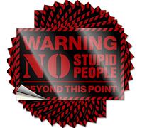 Toolbox Stickers and Decals Warning No Stupid People Beyond This Point Funny Sticker 10 Pcs Black and White Stickers Car Decals(8X12CM)