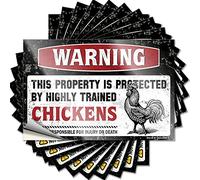 Toolbox Stickers and Decals Warning This Property is Protected By A Highly Trained Chicken2 Funny Sticker 10 Pcs Car Bumper Stickers Funny Signs for Man Cave(6X9CM)