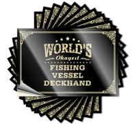 Toolbox Stickers and Decals World's Okayest Fishing Vessel Deckhand Stickers Man Cave Signs and Decor Vintage Bar Decor(8X12CM)