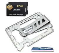 Toolcard Pro With Money Clip - 40 in 1 Credit Card Multitool - Sleek Minimalist Stainless Steel Wallet and Money Clip by Lever Gear (2, Silver)