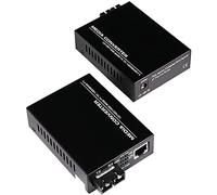 toolco A Pair 2 Pack Multi-Mode Dual SC Fiber Gigabit Fast Ethernet Media Converter, Mini 1x 10/100/1000Base-T RJ45 to 1000Base-SC Slot Converter Transceiver, up to 2KM 850-1310-nm, AC 100V~240V