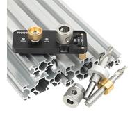 TOOLCOOL Aluminum Profile Drill Guide Access Hole Drill Jig with M6 and M8 Step Drill Bits for 20 30 40 Series European Standard Aluminum Extrusion Profile - New Upgrade