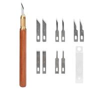 TOOLCOOL Precision Craft Knife Exacto Knife Hobby Knife Set Wooden Handle with 10 Pcs SK5 Steel Blades and Blade Cover for Carving Modeling Scrapbooking Stencil and Art Projects