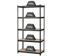 Toolcraft 1530556 Heavy Duty Shelving 350kg Capacity Metal MDF Black