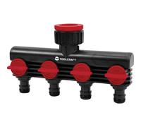 Toolcraft 2302371 Plastic 4-Way Splitter with Water Stop and Regulator