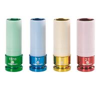 Toolcraft 821580 Colour Coded Socket Wrench Set 4pce