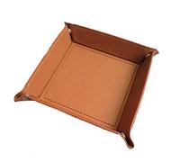 TOOLDO Women/Mens Leather Valet Tray Box for Loose Change Bedside Organizer Box Jewelry Key Leather Catch All Brown