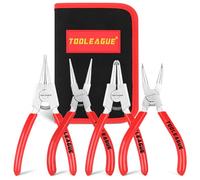 TOOLEAGUE 4 Pcs Mini Snap Ring Pliers Set, Circlip Pliers, 5 inches Internal/External Heavy Duty for Ring Remover Retaining Straight Bent Lock Ring Pliers Set