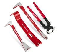 TOOLEAGUE 4 Pieces Pry Bar Set, 12" and 8" Utility Clawbar,10" Flat Pry Bar,8-inch Nail Puller,Woodworking Tools for Prying, Scraping, Lifting, Pulling