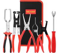 TOOLEAGUE Fuel Line Pliers Set 6Pcs, Hose Remover, 9" Fuel Filter Caliper, Hose Pipe Clamp Clip, Flat Hose Clamp Plier, 30 Degree Disconnect Pliers Set for Auto Maintenance with Storage Case