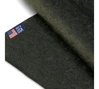 Tooled Faux Leather Western Cowboy, Floral Embossed Vinyl, Craft DIY and Upholstery Textured PU Pleather Fabric - Individual 1 Yard Cut 36"x54" (Green)