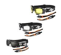 ToolFreak Spoggles Safety Glasses, Clear, Smoke & Yellow Tinted Lens Mega Bundle Offer, Foam Padded, EN166F Rated with Impact & UV Protection