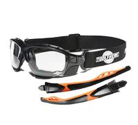 ToolFreak Spoggles Safety Glasses, EN166F Rated, Foam Padded, Clear Distortion Free Lenses, UV & Impact Protection, Headstrap and Carry Pouch