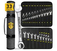 TOOLGUARDS Complete Ratcheting Wrench Set 33pcs - Metric and Standard - Combination Ratchet Wrench Set - 100% Lifetime Satisfaction Guarantee - Large