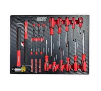 ToolHub 11014 Screwdriver & Hammer Set - Full Drawer EVA Foam Tray (Carbon Fibre Finish) 42Pc