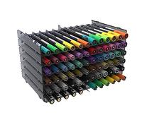 TOOLI-ART 72 Art Marker Storage Tray Desk Organizer Holder, Adjustable Dividers, Modular, Expandable, Stackable, Fit Most Pen, Pencil, Brushes. School, Home, Multi Purpose Tinted Plastic 6 Trays