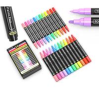TOOLI-ART Acrylic Paint Markers Paint Pens Special Colours Set Extra Fine And Medium Tip Combo For Rock Painting, Canvas, Fabric, Glass, Mugs, Wood, Ceramics, Plastic, Multi-Surface. Non Toxic, (NEON)