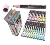TOOLI-ART Acrylic Paint Markers Paint Pens Special Colours Set For Rock Painting, Canvas, Fabric, Glass, Mugs, Wood, Ceramics, Plastic, Multi-Surface. Non Toxic, Water-based (PASTEL M)