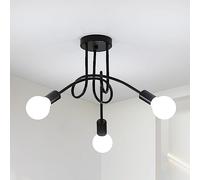 Toolight Comely Vintage Chandelier, E27 3-Light Industrial Ceiling Light, LED Ceiling Lights for Living Room, Bedroom, Dining Room, Closet, and Hallway, Black, Ø40cm (Bulbs not Included)