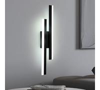 Toolight LED Wall Light Indoor, 16W 1800LM Long Wall Sconce Acrylic, 40CM Modern Black LED Lamp, Wall Lights for Bedroom Hallway Living Room Dining Room Staircase, Cool White 6500K