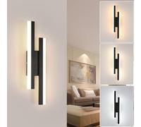 Toolight LED Wall Light Indoor, 16W 1800LM Wall Lights for Living Room 3000K/4500K/6500K, Modern Long LED Acrylic Sconce Lights for Bedroom Corridor Living Room Staircase, 40cm, Black