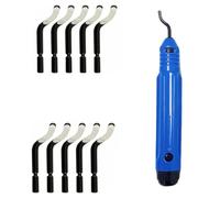 Tooling Deburring Tool KitDeburring Tool with 10 Extra HSS Blades and Aluminum Handle| Precision Edge Burr Removal on Copper, Iron, Brass, and PVC Plumbing Pipes, 3D Printing Plastics, Resin Art