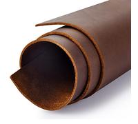 Tooling Leather Square 1.8-2.0MM Thick Genuine Top Full Grain Oil Tan Crazy Horse Cowhide Leather Sheets for Crafts Tooling Sewing Wallet Earring Hobby (Brown, 12"x24")