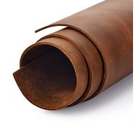 Tooling Leather Square 1.8-2.0MM Thick Genuine Top Full Grain Oil Tan Crazy Horse Cowhide Leather Sheets for Crafts Tooling Sewing Wallet Earring Hobby (Light Brown, 8"x12")