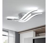 Toollight LED Ceiling Light, 24W 2700LM 3-Curved Ceiling Lamp Silver, Modern LED Lights Fixtures for Living Room Kitchen Bedroom Corridor, Cold White Light 6500K, Long 52cm