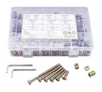 Toolly 180PCS M6 Bolts Nuts Kit Furniture Bolt Crib Screws Kit Hex Socket Head Cap Screws Nuts Barrel Bolt Nuts for Crib Bunk Bed Cot (M6×20mm - M6×80mm)