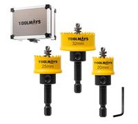 TOOLMAYS 20,25,32mm Hole Saw Sets, 3pcs M42 Bi-Metal Hole Cutter with Hex Key, Holesaw Set With Drill Bit For Drilling Thin Stainless Steel, Aluminum Alloy, Iron Sheet, Wood, Plastic, PVC
