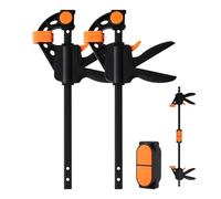 TOOLMAYS 2pcs 150 mm Clamps for Woodwork with Connector, Splicable to 620mm as Spreader, 100kg Max Load Wood Clamps Quick Grip, One-Handed Clamp, Ratchet Clamp for Long Woodworking Workpieces