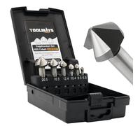 TOOLMAYS 6PCS Cobalt Countersink Drill Bit Set ø 6.3-20.5 mm | Hss 90 Degree Chamfering Countersink Bits With Box For Stainless Steel, Aluminium, Metal, Wood, Plastic