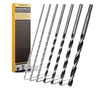 TOOLMAYS 7pcs Wood Drill Bit Set 4 mm, 5 mm, 6 mm, 7 mm, 8 mm, 10 mm, 12 mm x 230 mm Long Drill Bits Wood For Hardwood Softwood Plywood Mdf And Chipboard